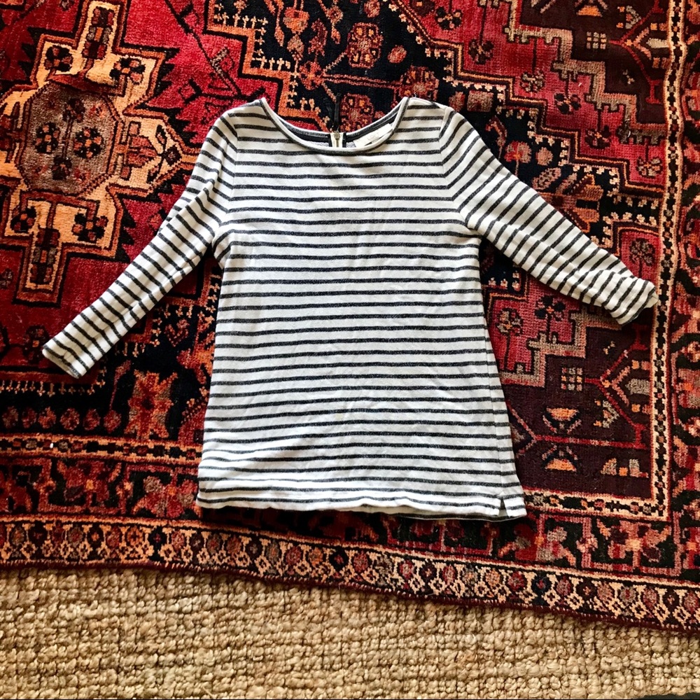 J. Crew Striped Zipper Back Sweater